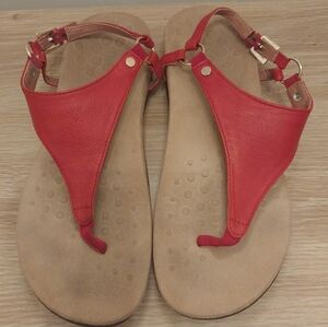 Vionic Red Leather Women's Sandals